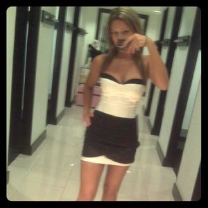 Bebe ivory/black corset dress